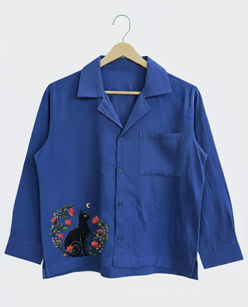 Meow night Shirt - Blue