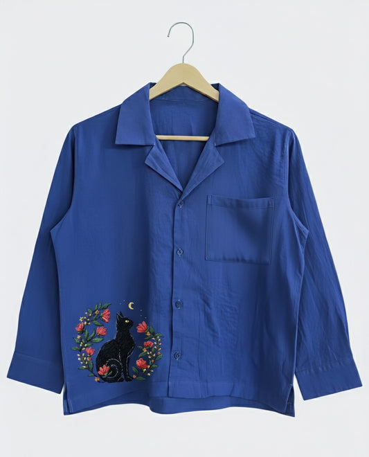 Meow night Shirt - Blue