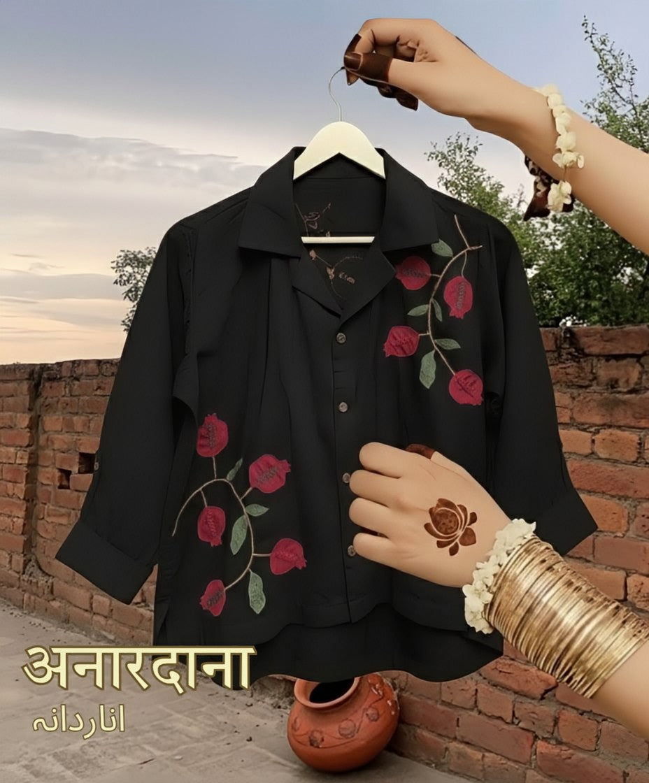 AnaarDana Cotton Hand Embroidered Shirt
